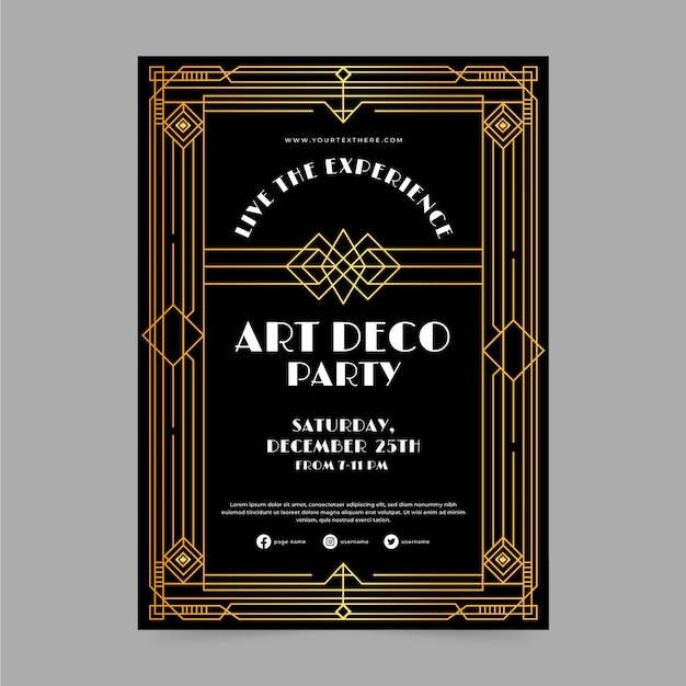 Gradient art deco party poster