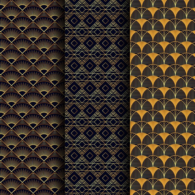 Gradient art deco pattern collection