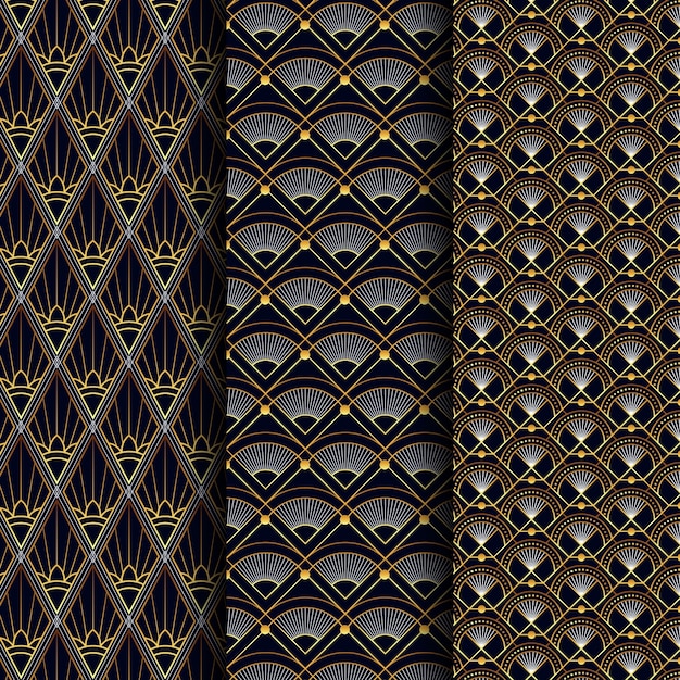 Gradient art deco pattern set