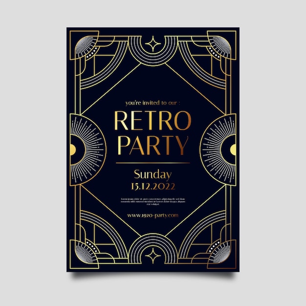 Gradient art deco retro party poster