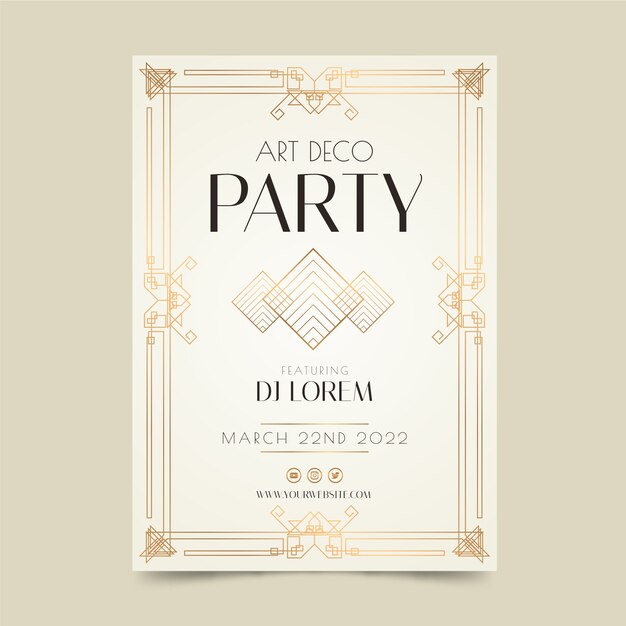 Gradient art deco template of party poster