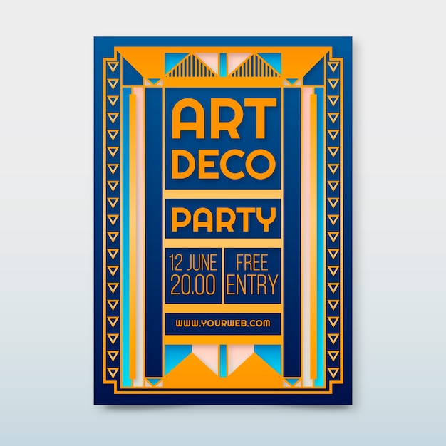 Free Vector gradient art deco vintage party poster