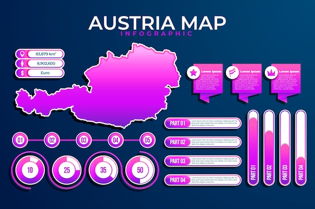 Gradient austria map infographic