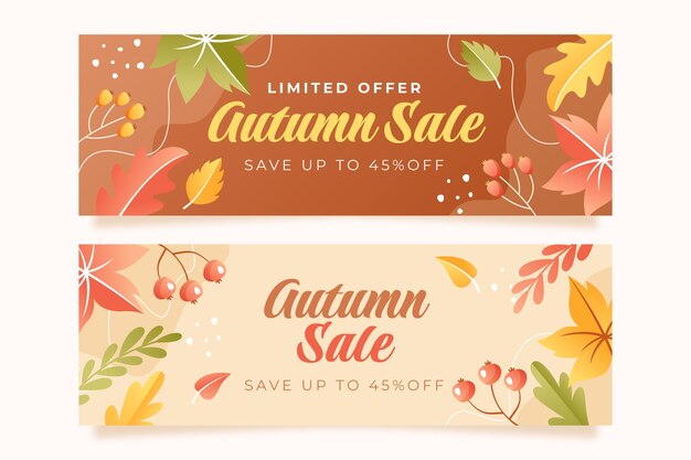 Gradient autumn celebration sale banners set