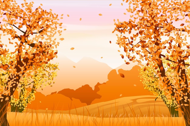 Free Vector gradient autumn landscape with trees