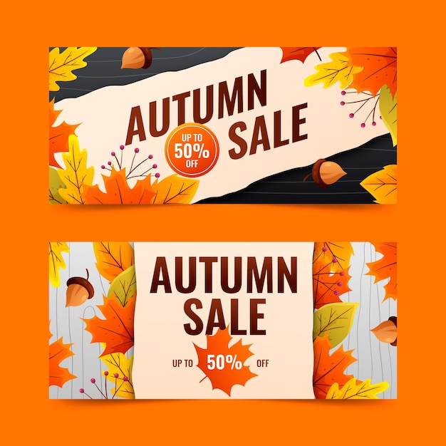 Gradient autumn sale banners set