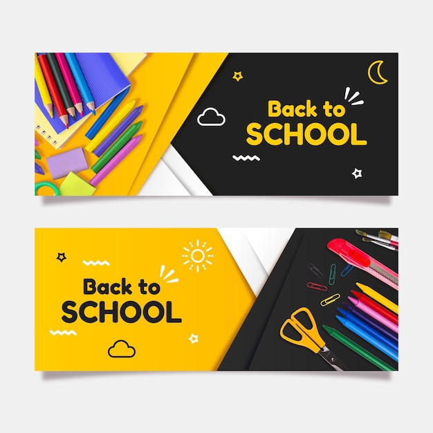 Gradient back to school banners set with photo