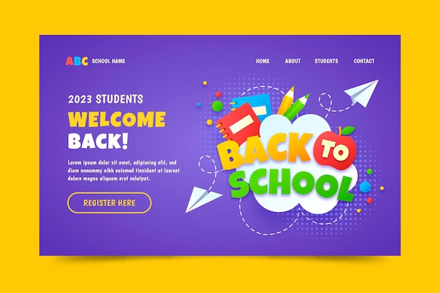 Gradient back to school landing page template