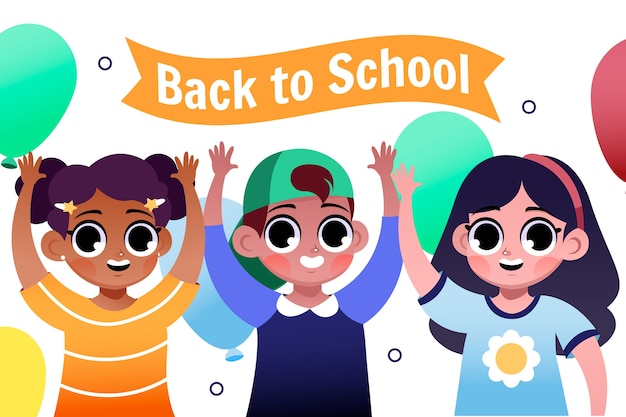 Free Vector gradient back to school party illustration with kids