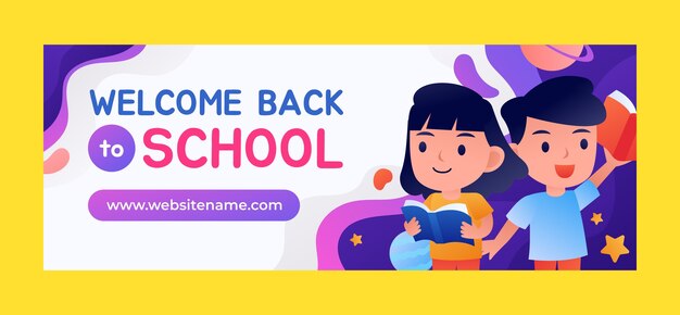 Gradient back to school social media cover template