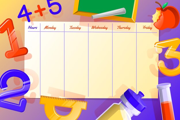 Gradient back to school timetable template