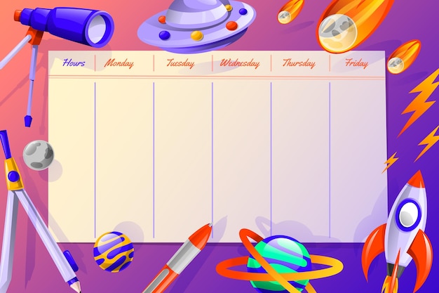 Gradient back to school timetable template