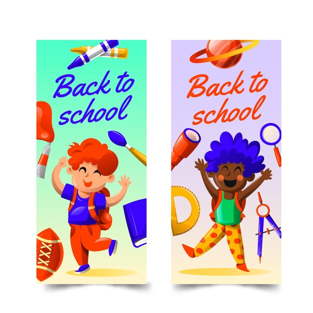 Gradient back to school vertical banners set