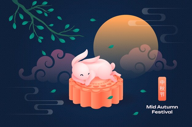 Free vector gradient background for chinese mid-autumn festival celebration