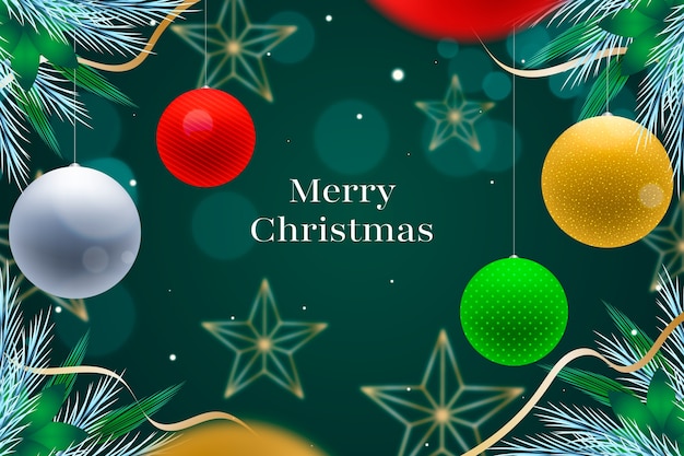 Free Vector gradient background for christmas season celebration with fir and ornaments