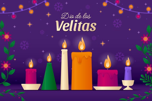 Gradient background for dia de las velitas holiday