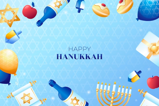 Free Vector gradient background for hanukkah celebration with balloons and menorah