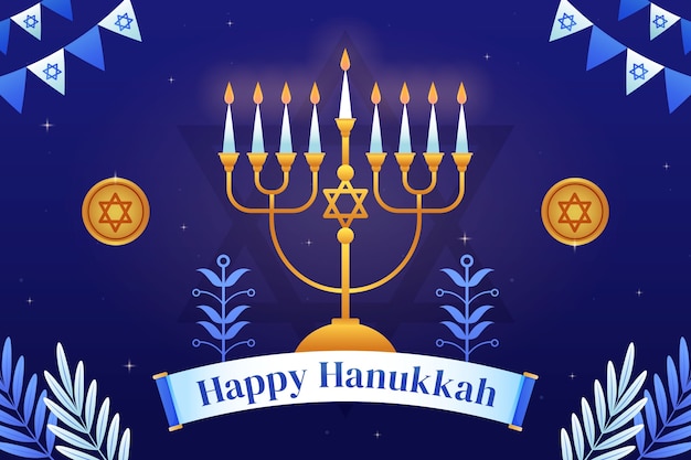 Free Vector gradient background for hanukkah celebration