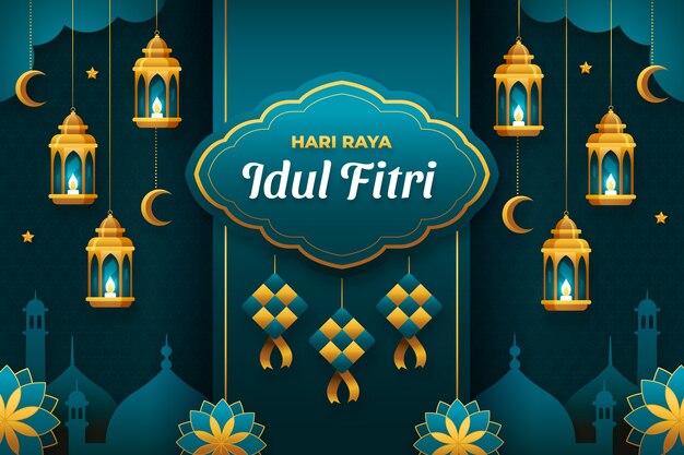 Gradient background for hari raya idul fitri celebration