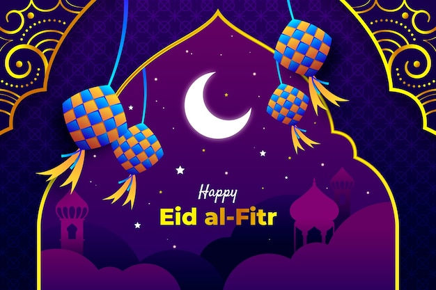 Free vector gradient background for islamic eid al-fitr celebration