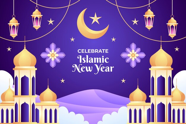 Gradient background for islamic new year celebration