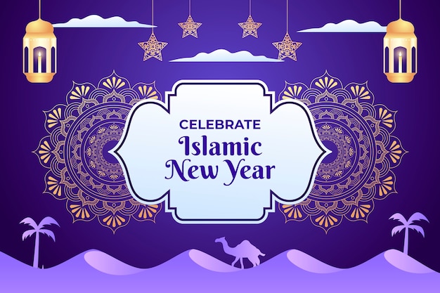 Free Vector gradient background for islamic new year celebration