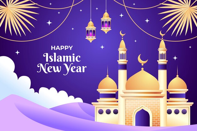 Gradient background for islamic new year celebration