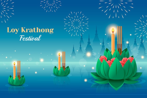 Free Vector gradient background for loy krathong thai festival celebration