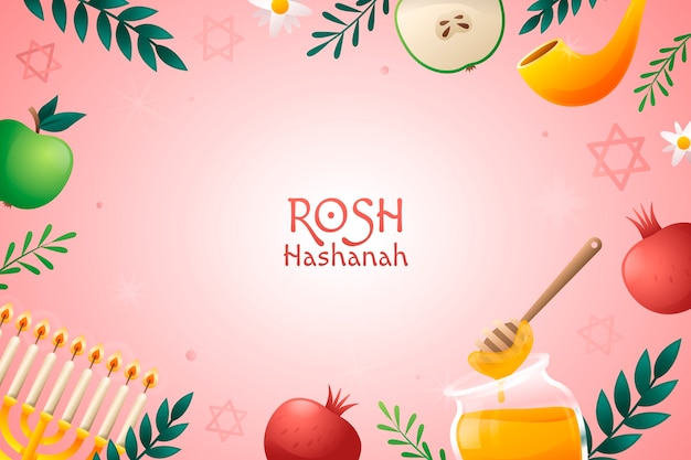 Free vector gradient background for rosh hashanah jewish new year celebration