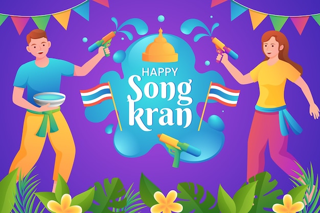 Free Vector gradient background for songkran water festival celebration