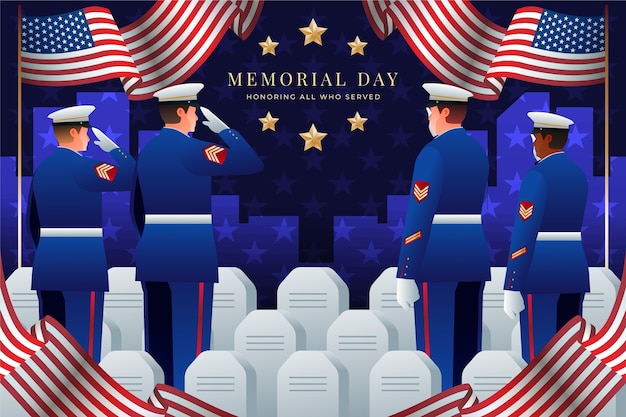 Free vector gradient background for usa memorial day celebration