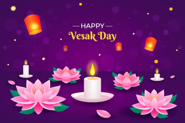 Free Vector gradient background for vesak day festival celebration