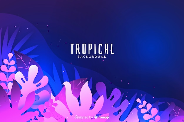 Gradient background with tropical leaves