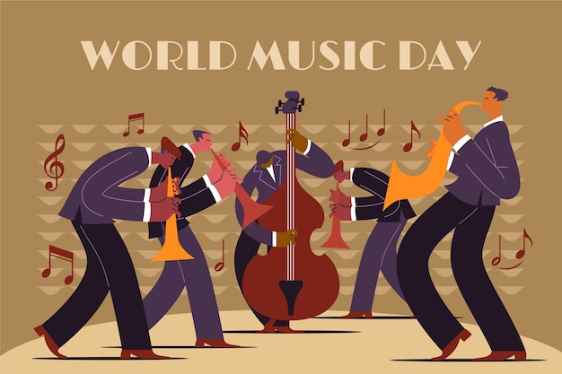 Free Vector gradient background for world music day celebration