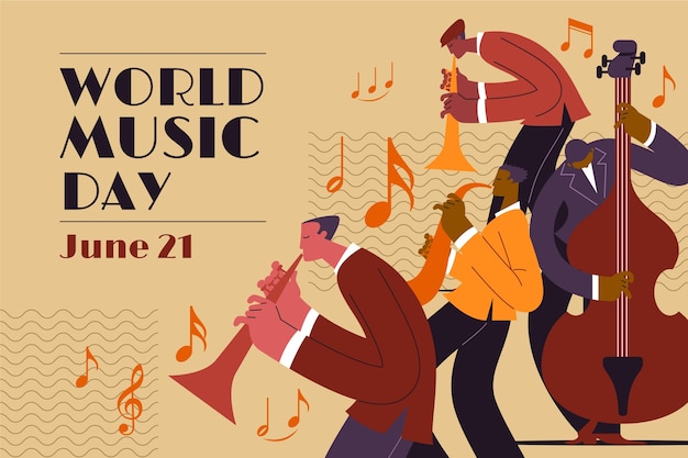 Free Vector gradient background for world music day celebration