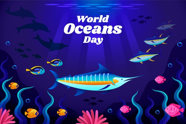 Gradient background for world oceans day celebration