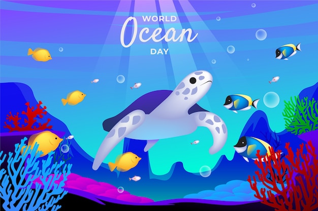 Free Vector gradient background for world oceans day celebration