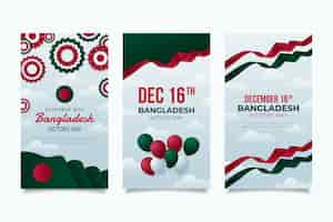 Free vector gradient bangladesh victory day social media stories collection