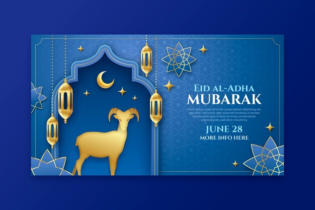 Gradient banner template for islamic eid al-adha celebration