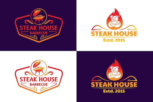 Free Vector gradient barbecue logo template