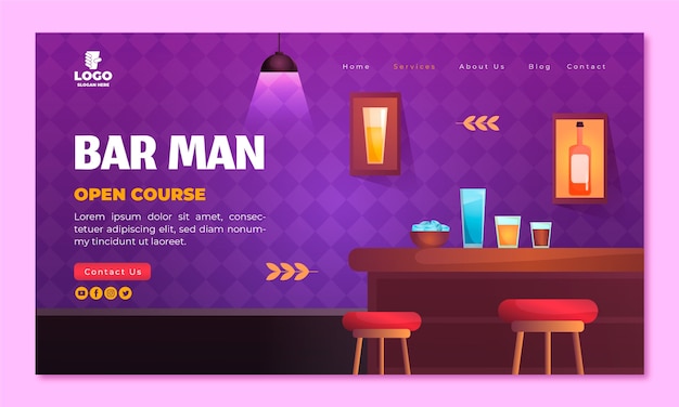 Free Vector gradient barman landing page template