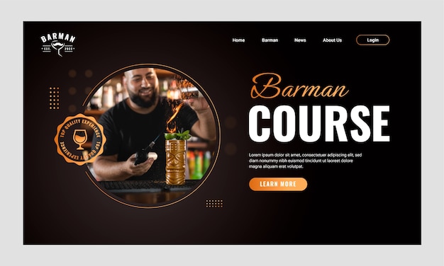 Gradient barman landing page template