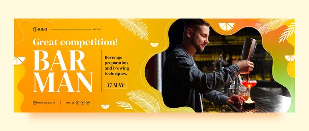 Gradient barman twitter header with vegetation and citrus