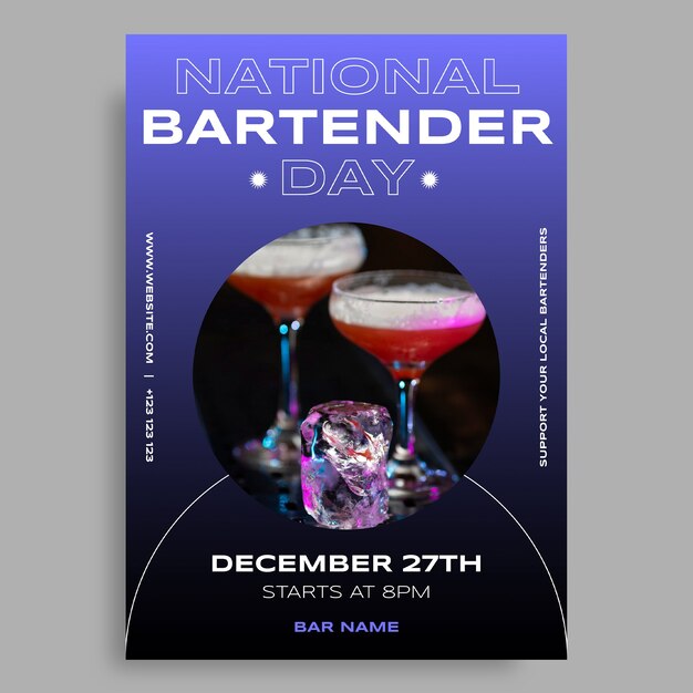 Gradient bartender's day flyer