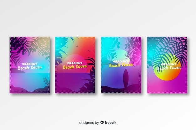 Free vector gradient beach cover collection