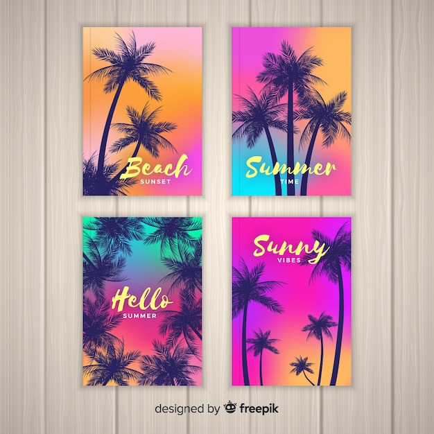 Free vector gradient beach cover collection