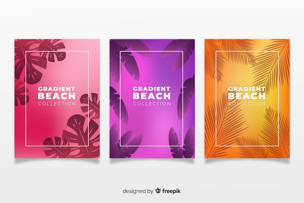 Free vector gradient beach cover collection