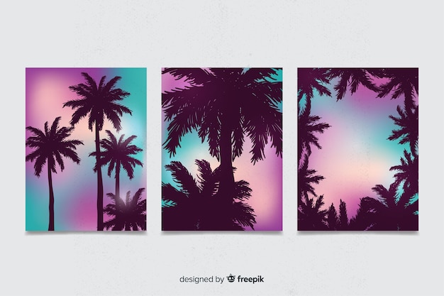 Free vector gradient beach cover collection