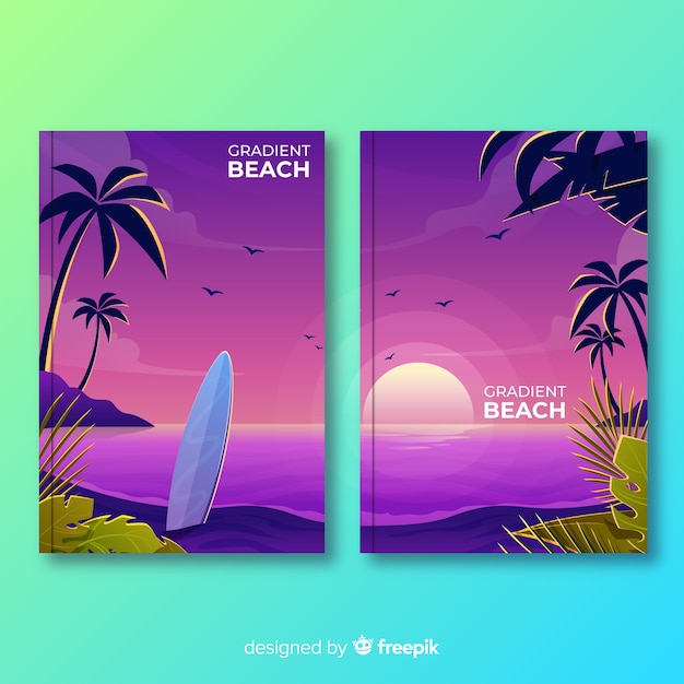 Free vector gradient beach cover collection