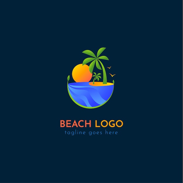 Gradient beach logo template